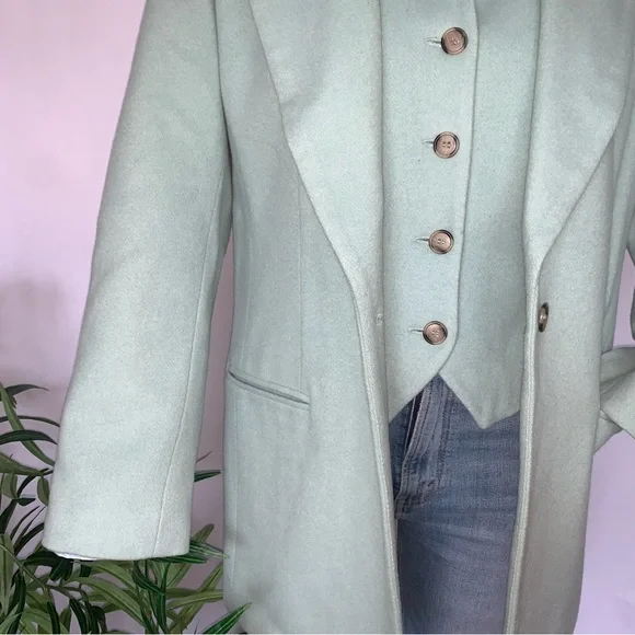 v i n t a g e :: Seafoam Wool Cashmere Longline Blazer Vest Set Bloomingdale’s - Picture 9 of 16